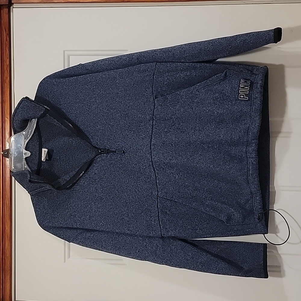 PINK Victoria's Secret Quarter Zip Pullover  Heathered Navy Blue - XS